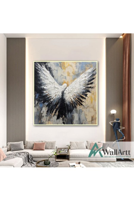 White Wings 3d Heavy Textured Partial Oil Painting